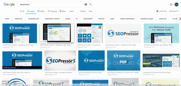 Gif of image search sticky preview box
