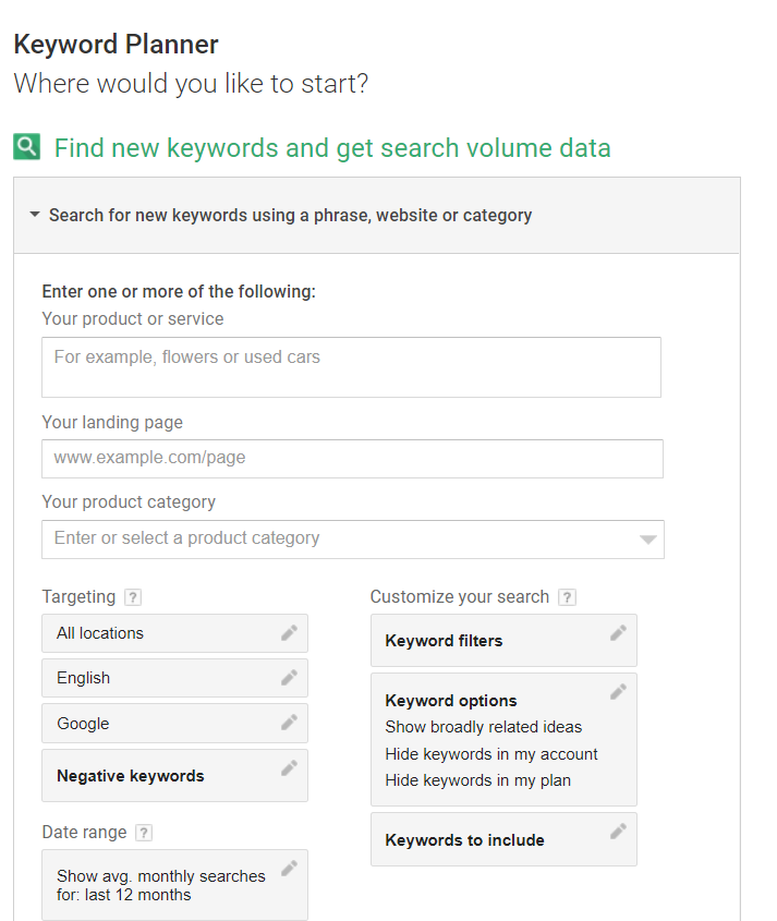 Search New Keyword and Ad Group