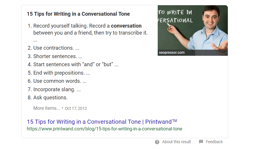 Two-In-One Featured Snippet format
