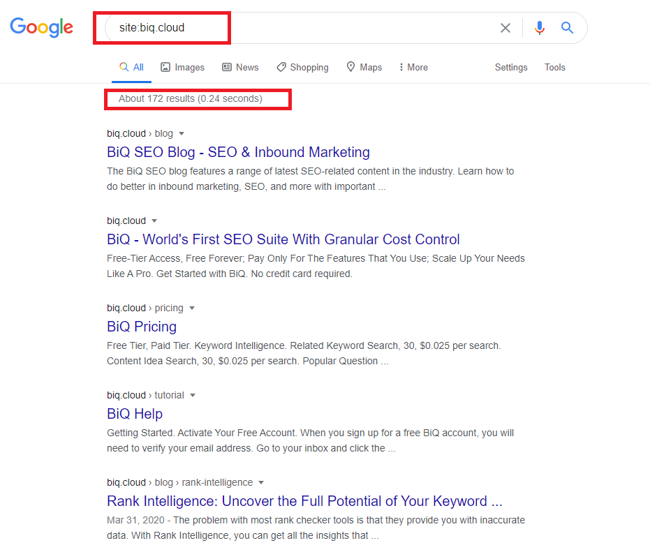BiQ site.domain index page