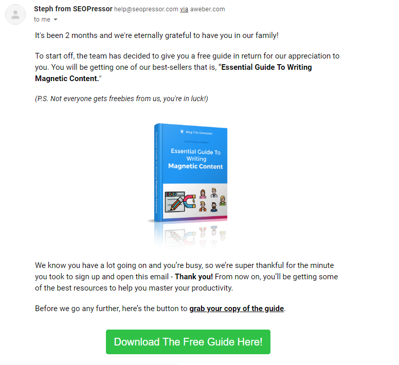 Customer re-engagement emails SEOPressor