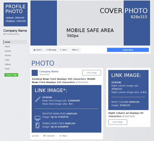 Facebook image dimensions cheat sheet