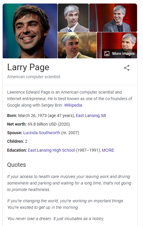 Google knowledge panel larry page