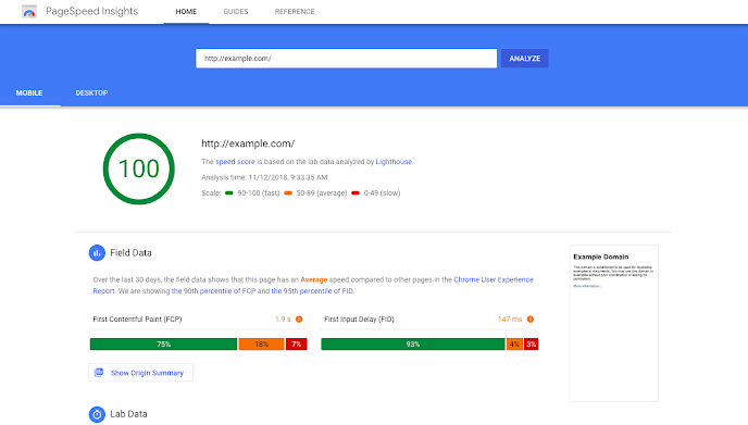 google page speed insights