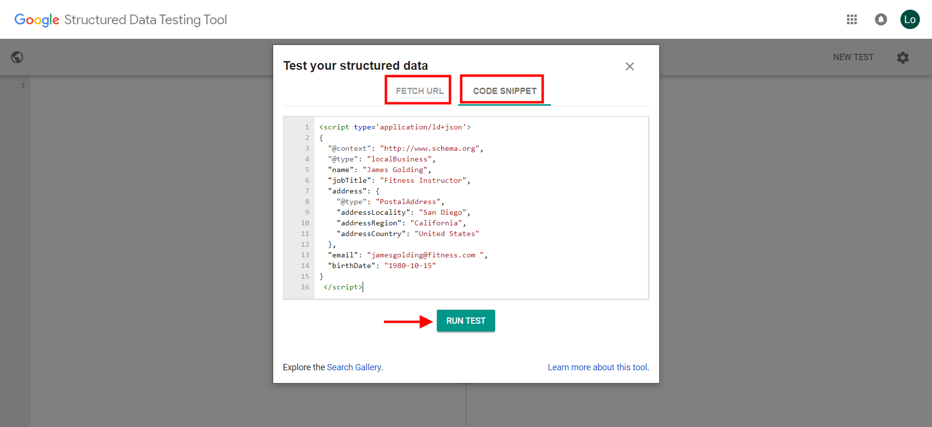Google Sturctured Data Testing Tool 2