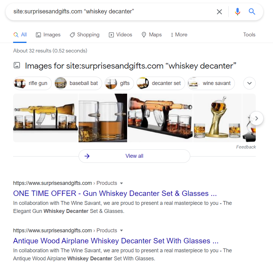 Competitor keyword analysis: Find website articles containing a keyword.
