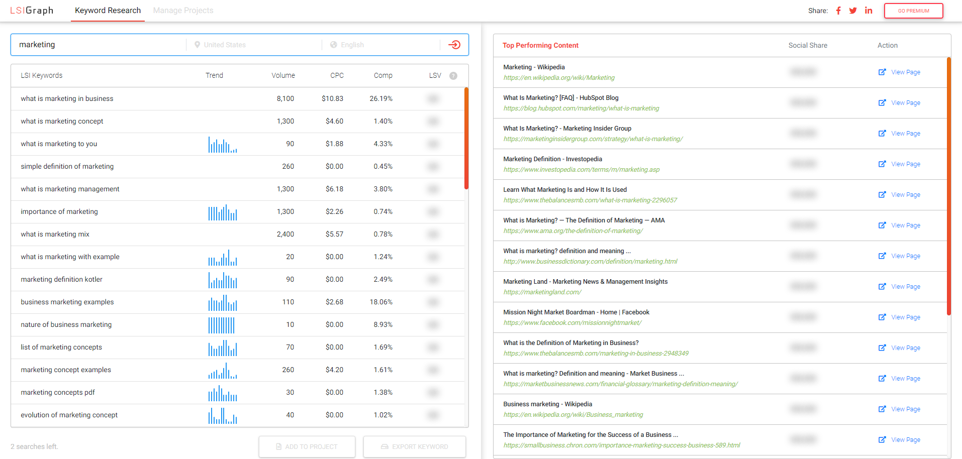 lsi result pages