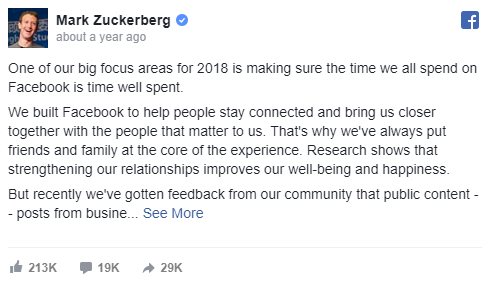 Facebook Algorithm change