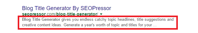 on page seo meta description