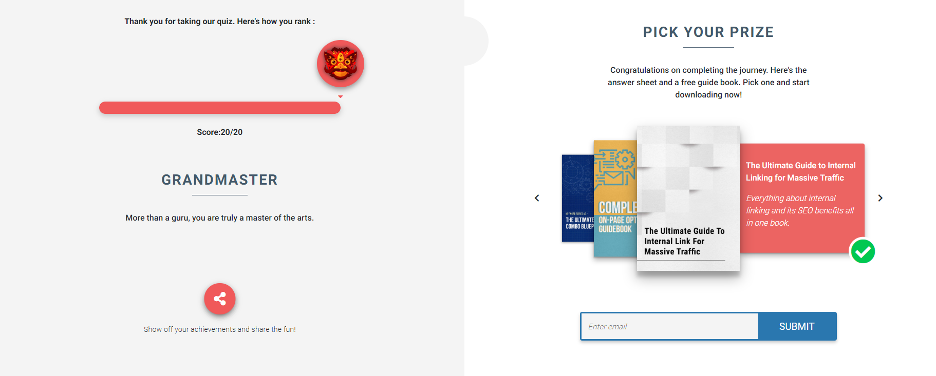 SEO Quiz Result - SEOPressor