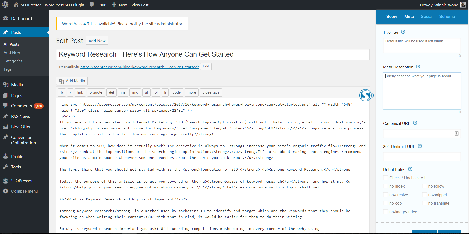 Meta tags are the key points that your article is talking about and helps rank it in search engine result pages.