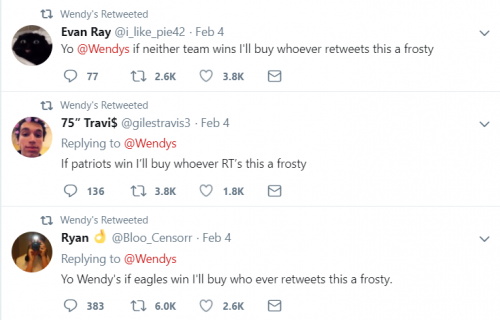 Wendy's retweeting and promoting tweet