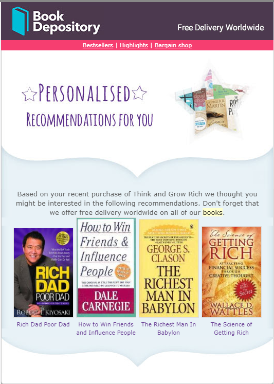 Book Depository Recommendation Email Marketing 